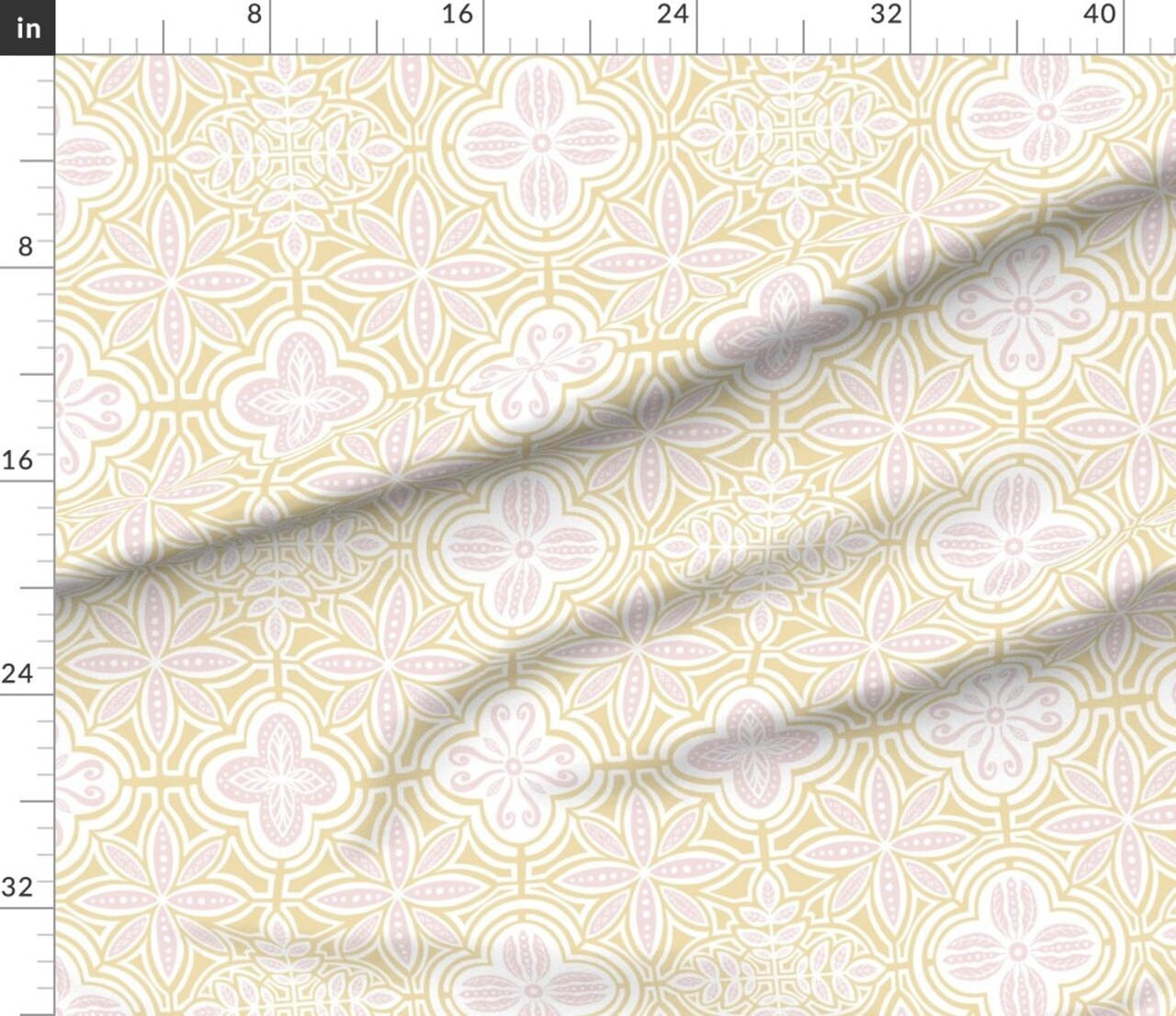 Talavera Spring Floral Pastel Colors Pink And Yellow Soft Hues Feminine Custom Printed Fabric by Spoonflower Various Fabrics by the Yard or Fat Quarter